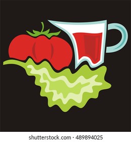 Ketchup and tomato. Vector illustration.