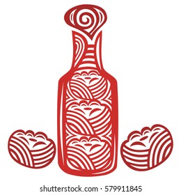 Ketchup and tomatoes. Vector illustration.