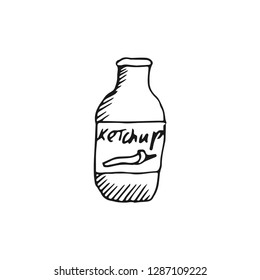 ketchup vector doodle sketch isolated on white background