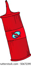 Ketchup. Vector illustration of a bottle of ketchup. Hand drawn bottle of ketchup for fast food.