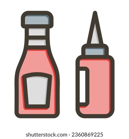 Ketchup Vector Thick Line Filled Colors Icon For Personal And Commercial Use.
