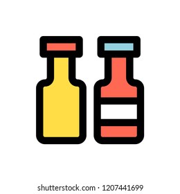 ketchup,food and beverage set 1/48, editable outline icon