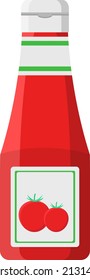 Frasco de Ketcup, ilustración, vector sobre fondo blanco.