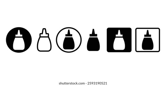 ketcup sauce bottle icon vector design black white color simple flat illustration set isolated