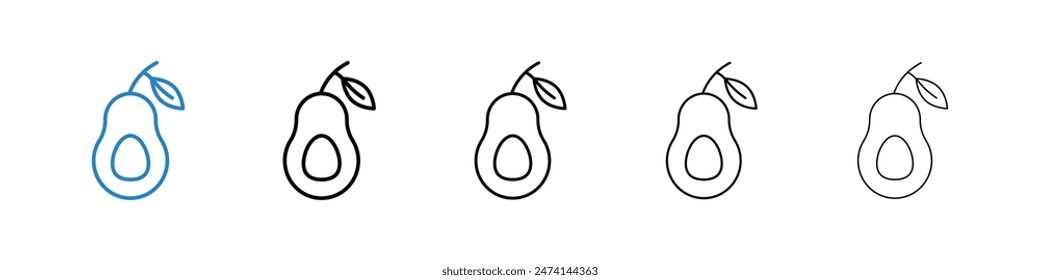 Keto Avocado Icon Set. Diet Fruit Vector Symbol.