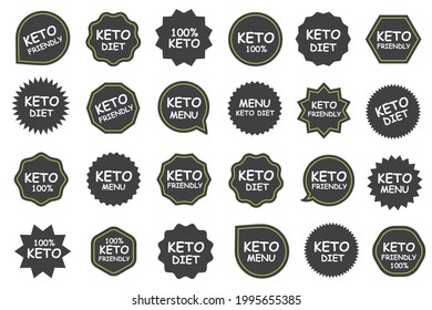 Keto diet badge collection. Ketogenic diet stickers. Keto menu signs