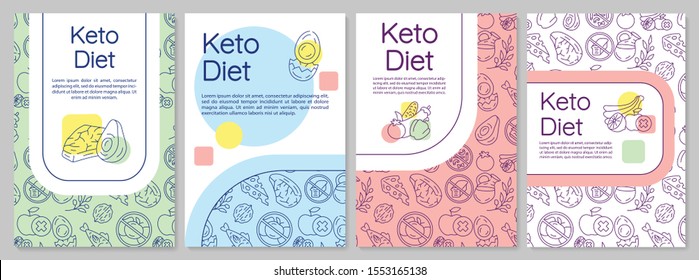 Keto diet brochure template. Ketogenic nutrition. Flyer, booklet, leaflet print, cover design with linear illustrations. Vector page layouts for magazines, annual reports, advertising posters