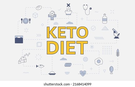 keto diet concept with icon set with big word or text on center