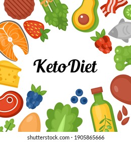 Keto diet food background with copy space. Ketogenic diet and healthy eating concept
