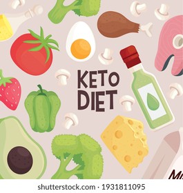 keto diet food pattern icons