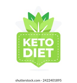 Etiqueta amigable para la dieta Keto con símbolo de hoja verde, perfecta para productos alimenticios de bajo contenido de carbohidratos y altos niveles de grasa