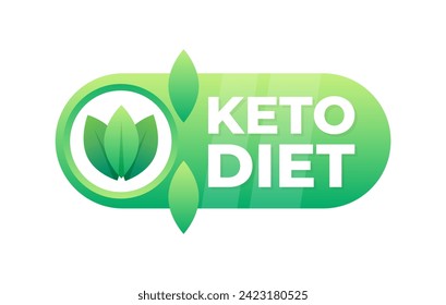 Etiqueta amigable para la dieta Keto con símbolo de hoja verde, perfecta para productos alimenticios de bajo contenido de carbohidratos y altos niveles de grasa