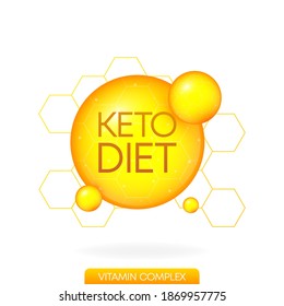 Keto diet, great design for any purposes. Food vitamin logo. Paleo diet healthy eating concept. Logo, icon, label. Isolated background. Vector illustration.