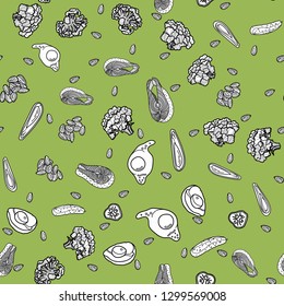 Keto diet hand drawn seamless pattern. Healthy nutrition. Ketogenic nutrition illustration. 