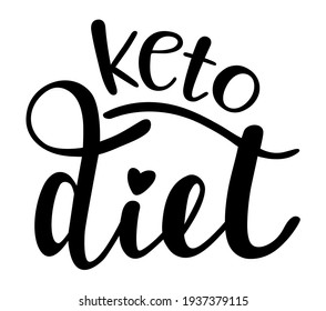 Keto Diet handwritten lettering vector emblem icon. Healthy lifestyle phrases and icons for cards, banners, posters, mug, aprones, scrapbooking, pillow case and clothes design. 