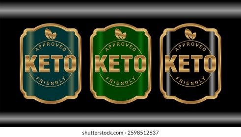 keto diet logo label emblem sticker, certified icon, vegan food diet