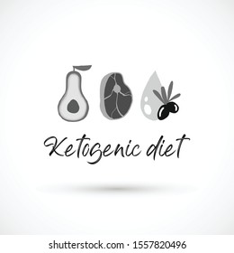 Keto diet logo meat steak oil drop avocado ketogenic