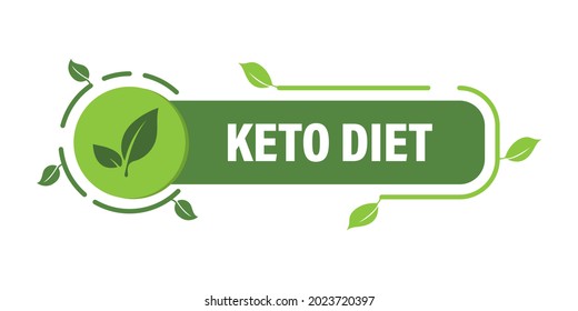 Keto diet sign. Vector element for package design. Ketogenic diet label with green leaves