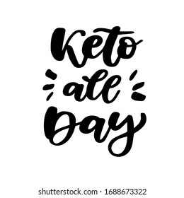 Grabado vectorial Keto dietético. Cita ketogénica dibujada a mano. Inscripción de escritura a mano aislada. Texto de caligrafía para banner, afiche, impresión. Lámina de tinta blanca y negra.