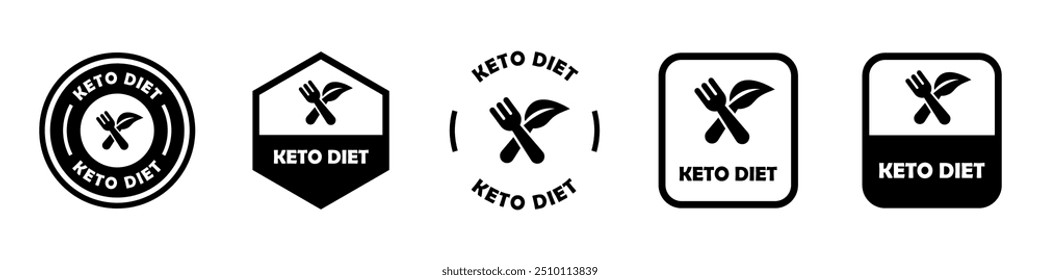 Keto Diet - signos de Vector para la etiqueta del producto alimenticio.