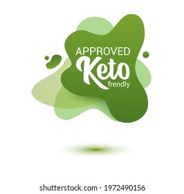 Keto frendly badge. Green amoeba design of sticker for keto diet menu, poster, flyer