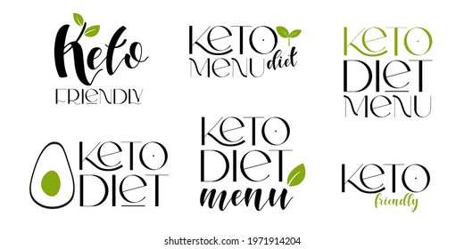 Keto friendly diet vector design elements. Set of badges.