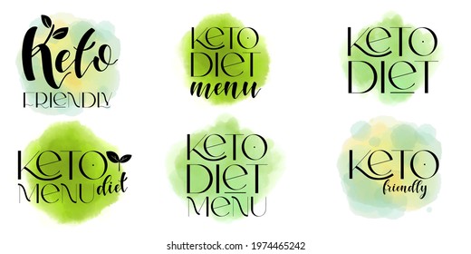Keto friendly diet vector design elements. Set of badges.