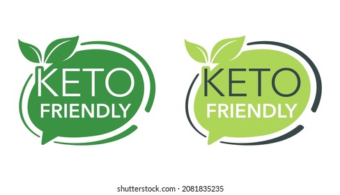 Keto friendly eco-friendly sticker for food that satisfy low-carbohydrate diet conditions. Bubble with check mark