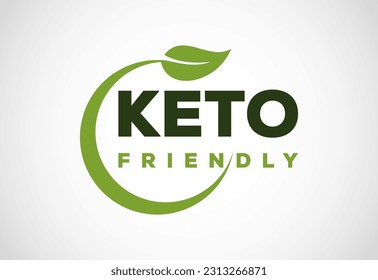 Icono amigable con Keto. Etiquetas orgánicas y amigables con Keto firman. Ilustración vectorial del diseño de etiquetas de productos naturales sanas