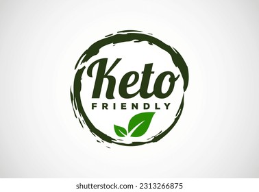 Icono amigable con Keto. Etiquetas orgánicas y amigables con Keto firman. Ilustración vectorial del diseño de etiquetas de productos naturales sanas