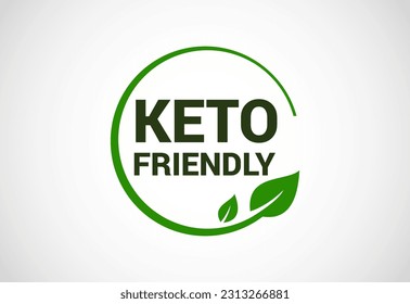 Icono amigable con Keto. Etiquetas orgánicas y amigables con Keto firman. Ilustración vectorial del diseño de etiquetas de productos naturales sanas