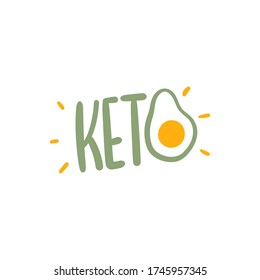 Keto hand drawn lettering words for overlay, print. Typographic sign keto diet for packaging, menu.