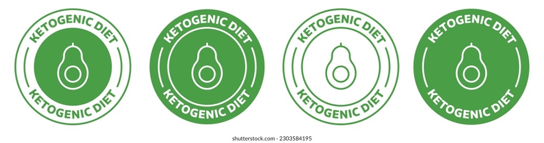 Keto or ketogenic diet icon set in green color. Four variations on white background