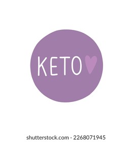 icono de doodle de etiqueta keto, ilustración vectorial