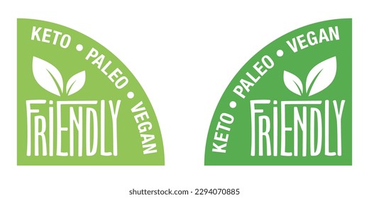 Keto, Paleo, Vegan friendly - Labeling for dieting nutrition for placing in the corner