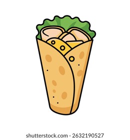Keto Wrap With Lettuce, Turkey, and Cheese on a White Background