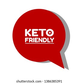 Keto-Friendly red label. red banner with white text Keto-Friendly. sticker ,tag.