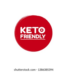 Keto-Friendly red label. red banner with white text Keto-Friendly. sticker ,tag.