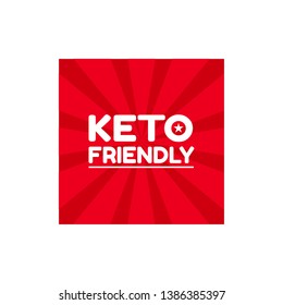 Keto-Friendly red label. red banner with white text Keto-Friendly. sticker ,tag. - Shutterstock ID 1386385397