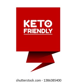 Keto-Friendly red label. red banner with white text Keto-Friendly. sticker ,tag.