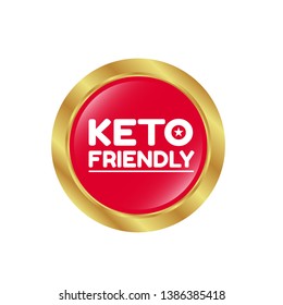 Keto-Friendly red label. red banner with white text Keto-Friendly. sticker ,tag.