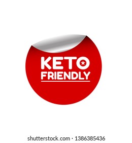 Keto-Friendly red label. red banner with white text Keto-Friendly. sticker ,tag.