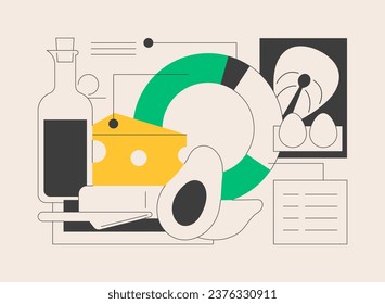 Ketogenic diet abstract concept vector illustration. Weight loss nutrition plan, cooking dish, healthy lifestyle, eating avocado, fat bacon and butter, nuts oil, low carb food abstract metaphor.