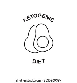 Ketogenic diet label icon in black line style icon, style isolated on white background