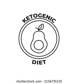 Ketogenic diet label icon in black line style icon, style isolated on white background