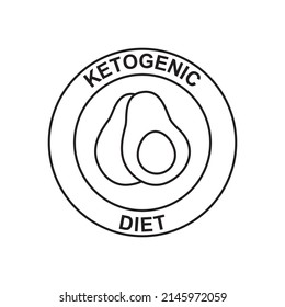 Ketogenic diet label icon in black line style icon, style isolated on white background