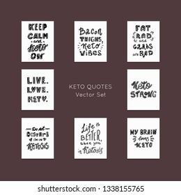 Ketogenic diet lettering vector set. Hand drawn lettering motivation quotes set. Premade designs.Custom typography for your designs:t-shirts,bags,posters,invitation.