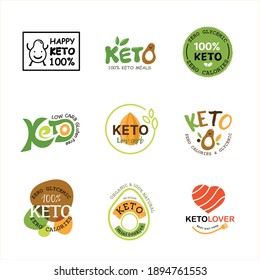 Ketogenic Diet Logo. Collection of Keto logo, Healthy food icon design for Ketogenic Diet product and food menu. Vector illustration.
