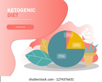 ketogenic diet macros diagram, low carbs, high healthy fat. Data analysis concept. Can use for web banner, infographics. Creative vector illustration for banner, poster, website in modern colors