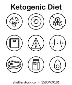 Ketogenic Diet. Vector Icon Set